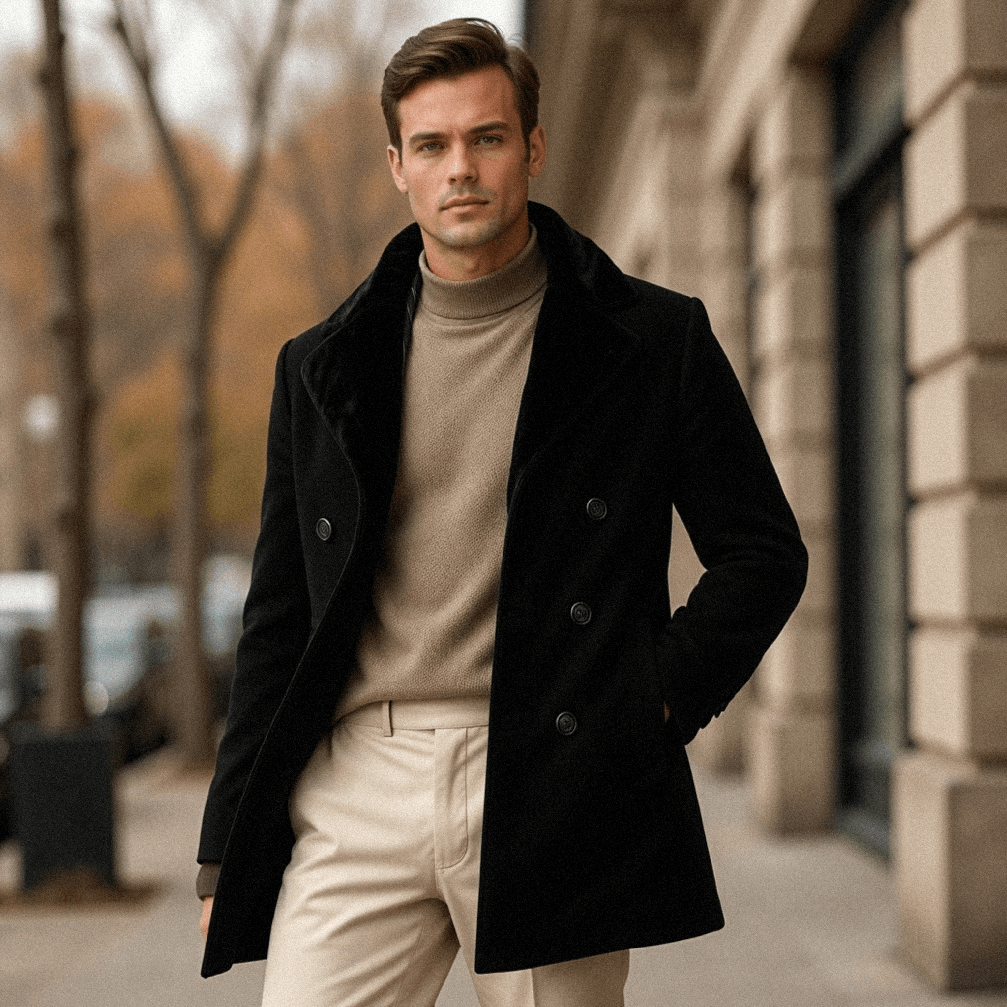 Haverford alpaca wool pea jacket