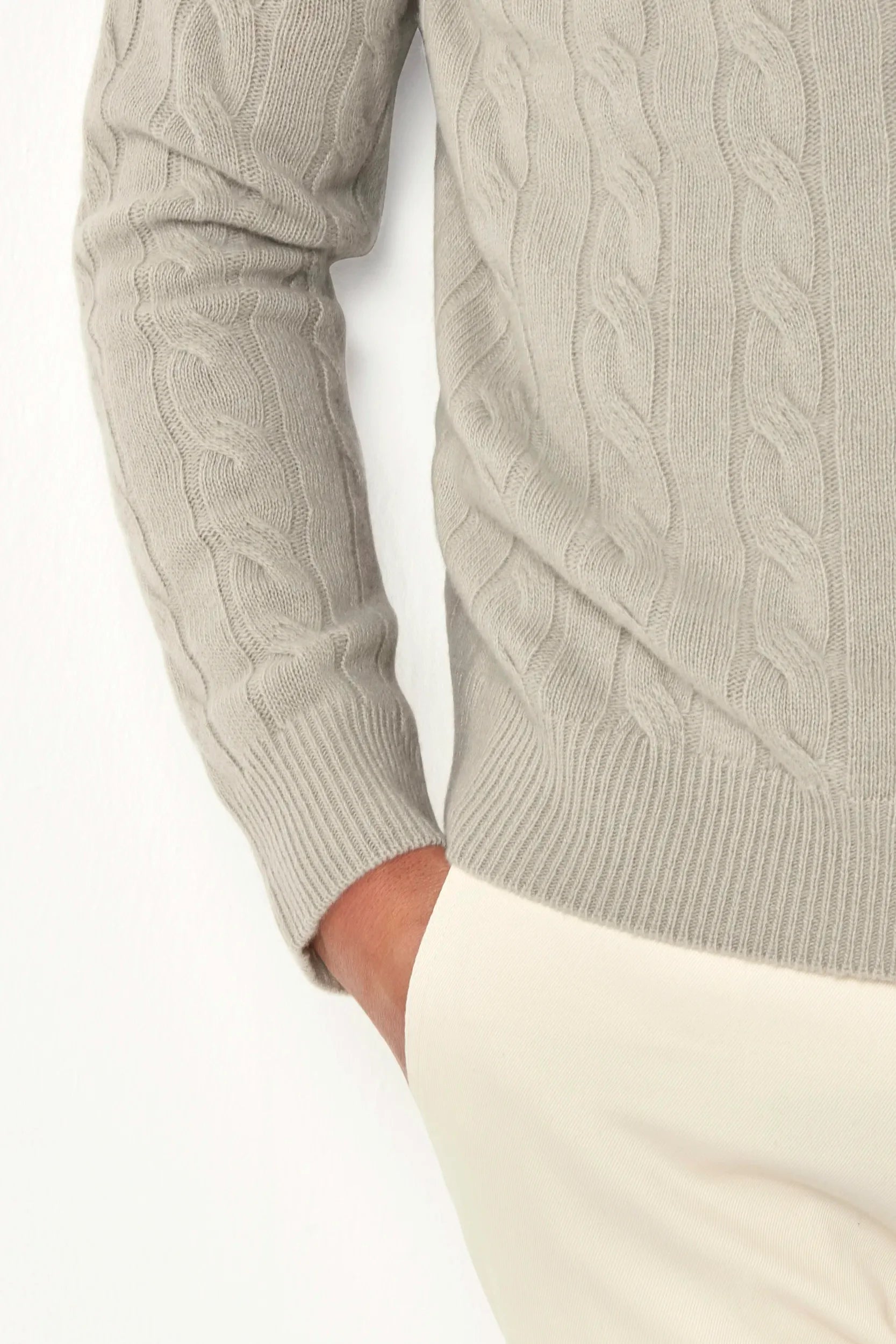 Light sage cable-knit turtleneck sweater