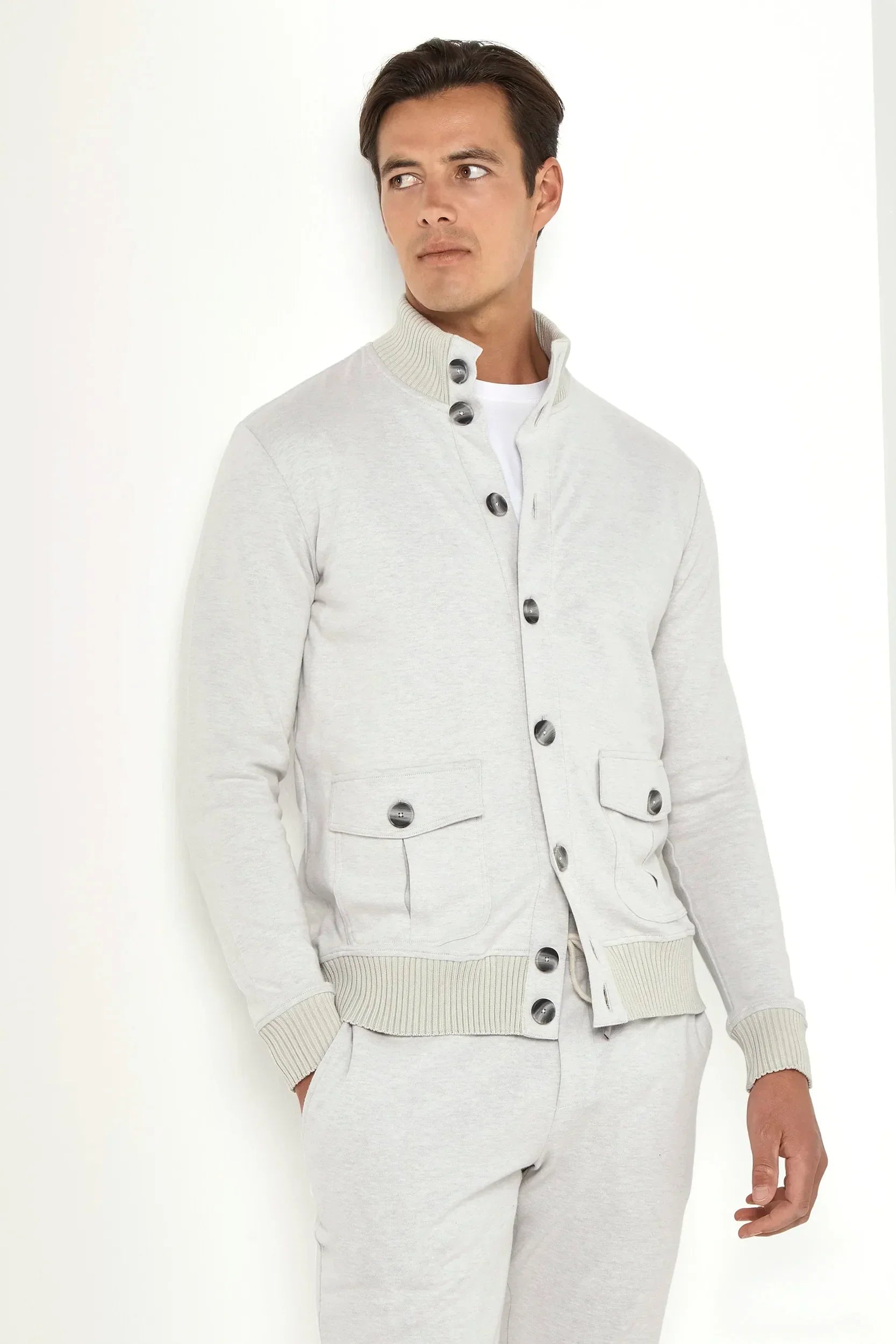 Stone jersey cardigan