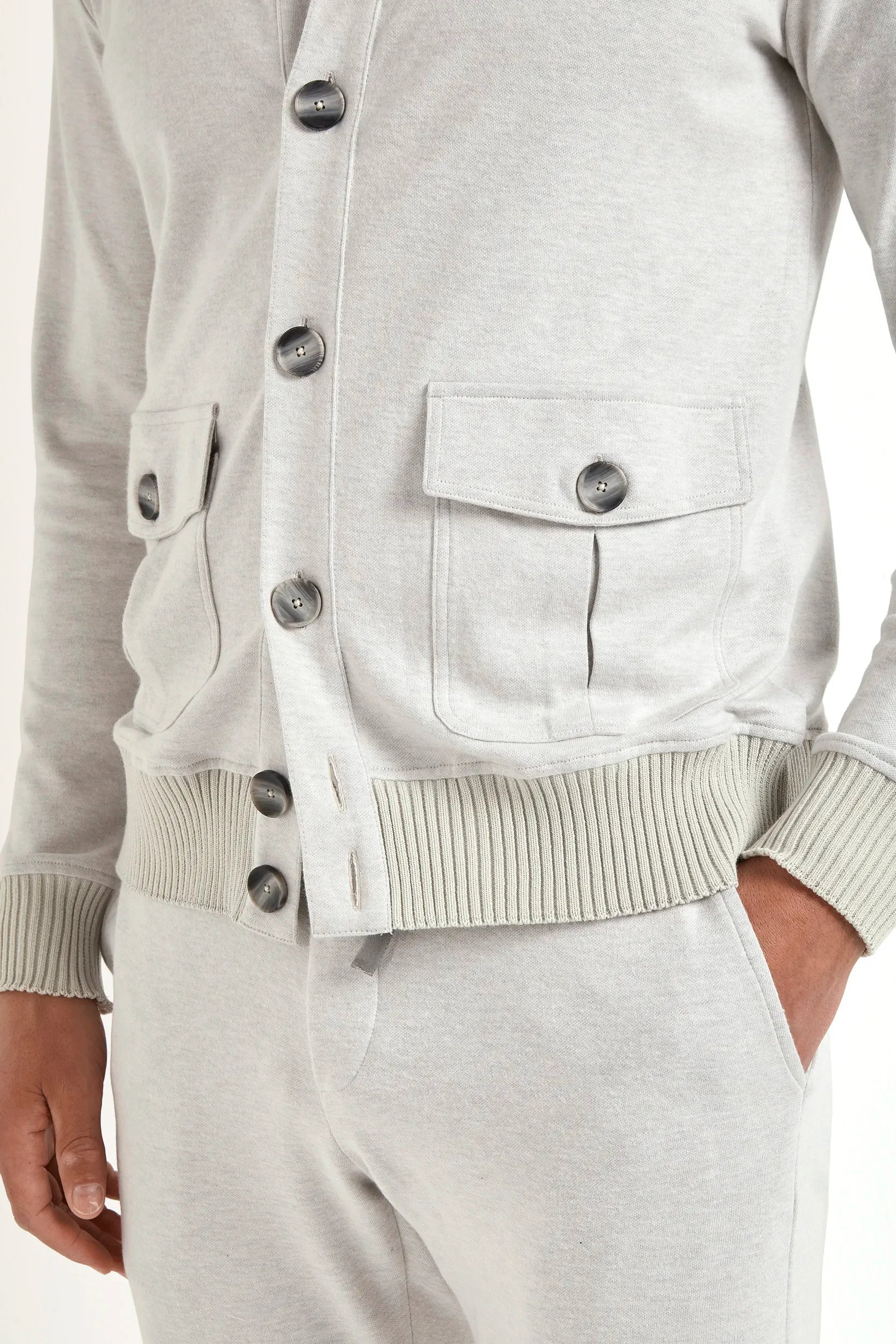 Stone jersey cardigan