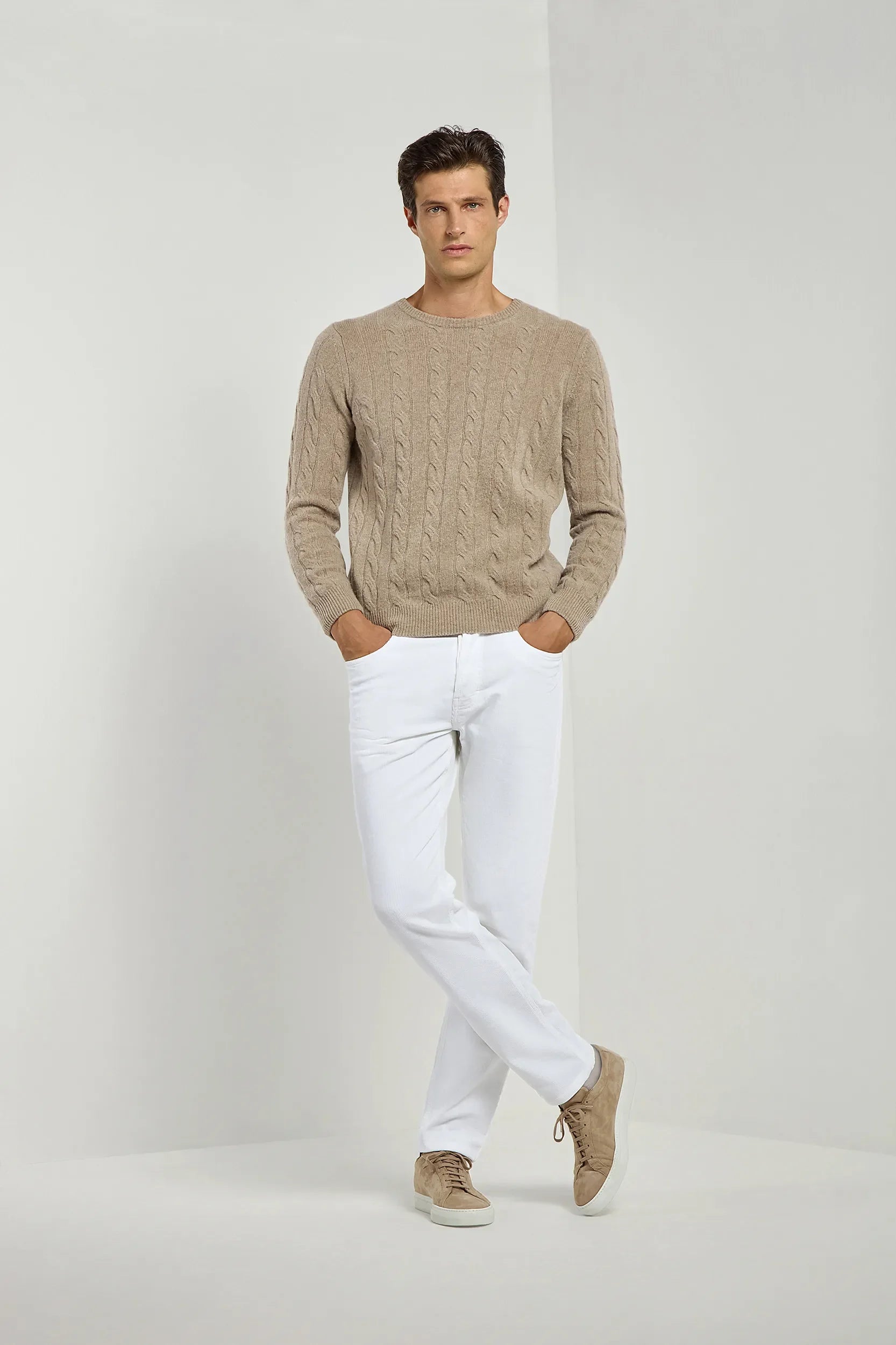 Taupe cable knit sweater