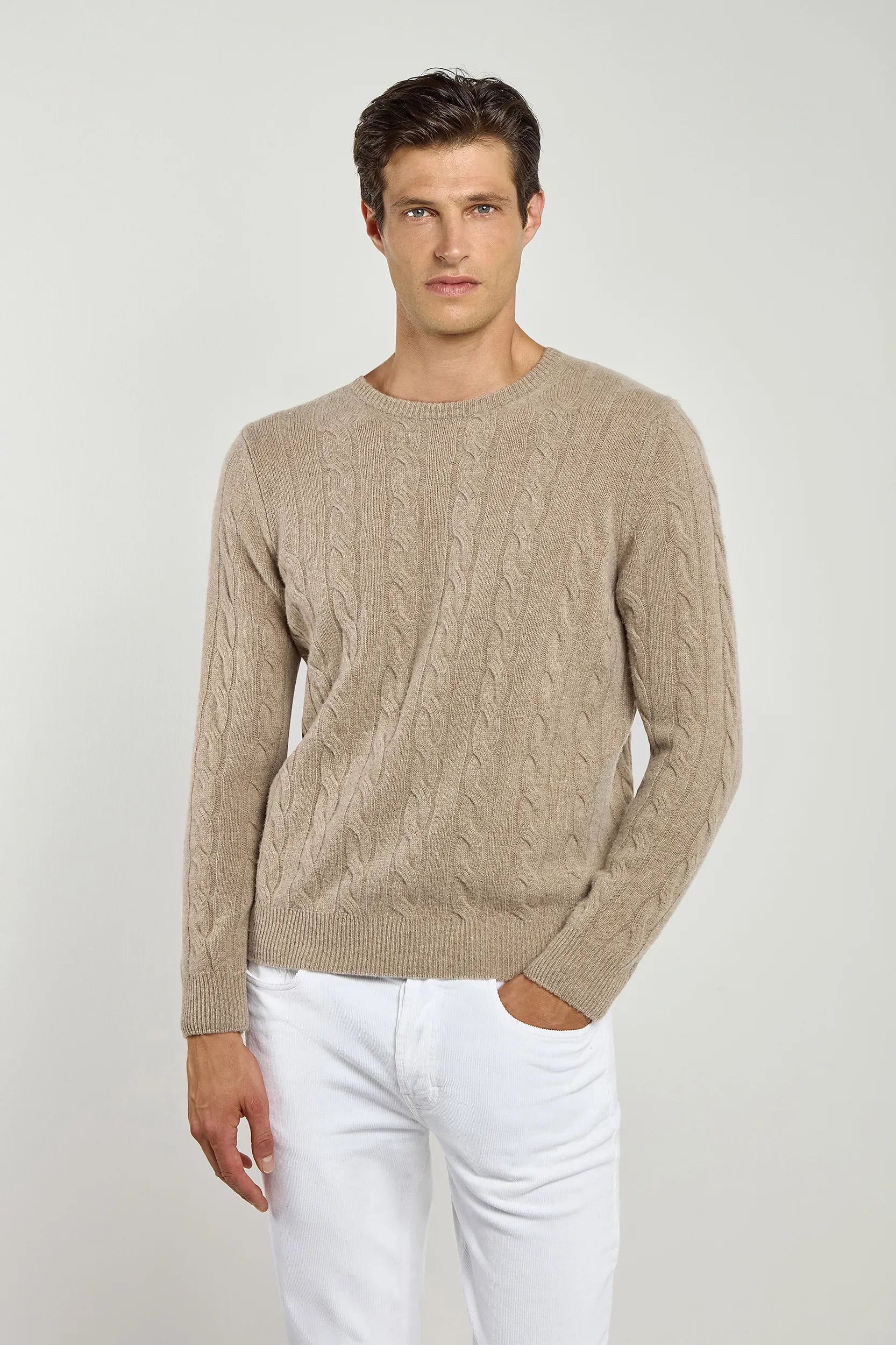 Taupe cable knit sweater