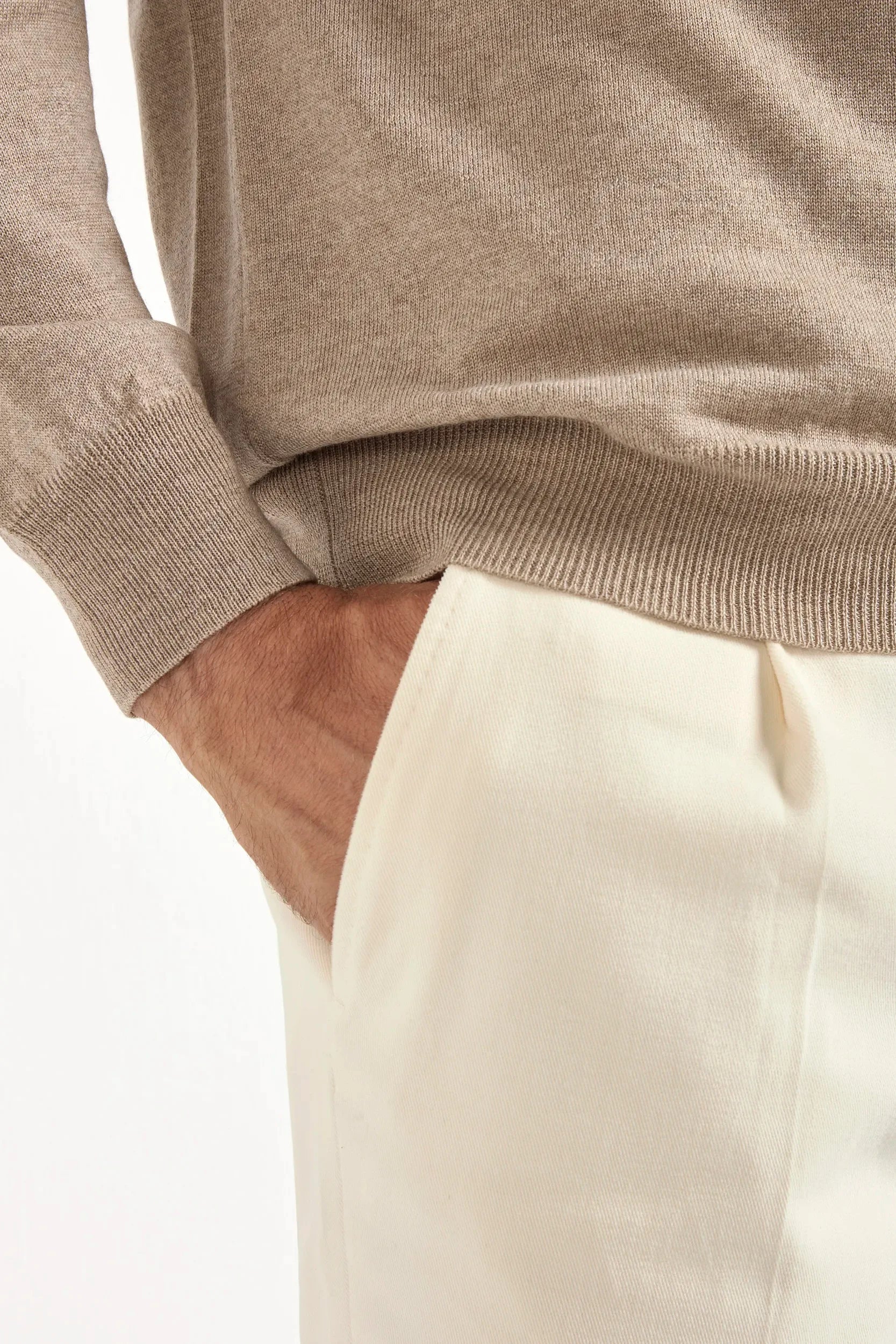 Polo shirt in taupe merino
