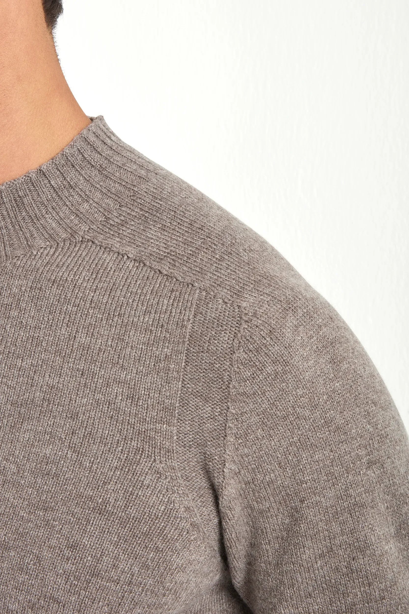 Taupe stand-up collar